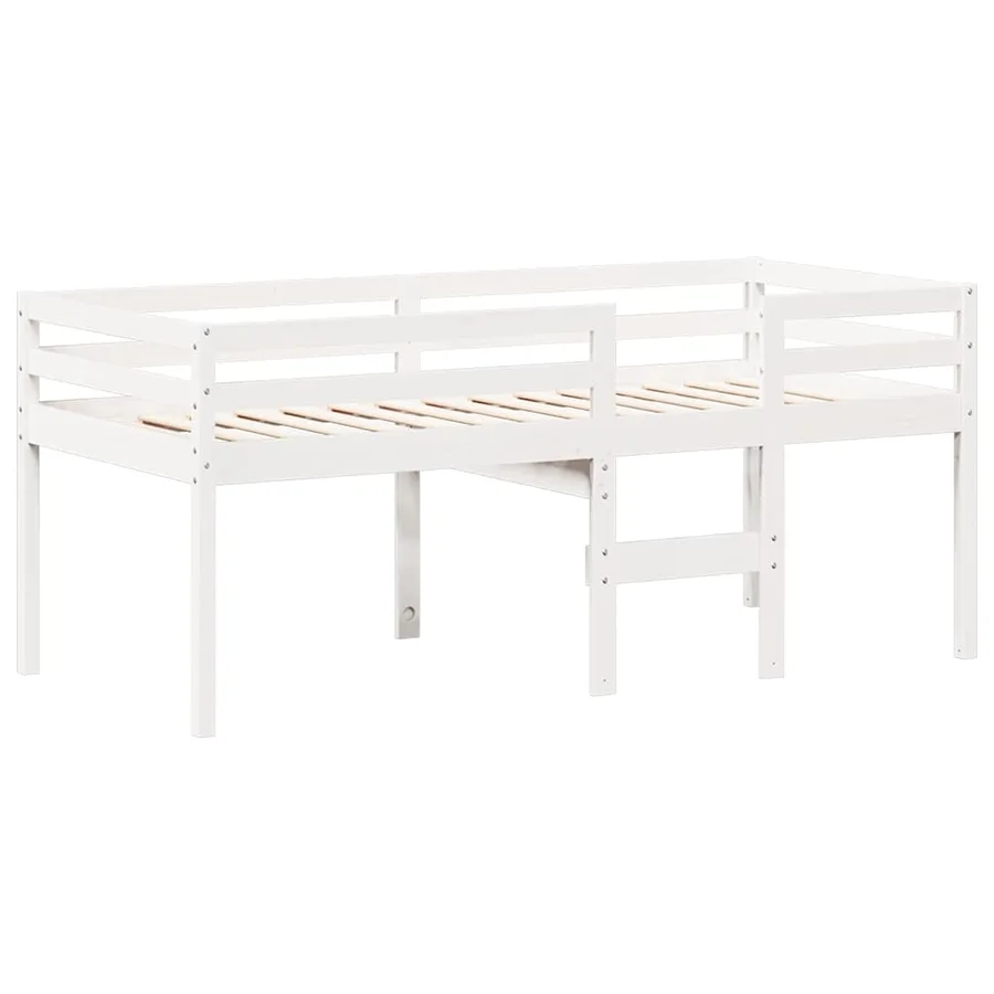 Lit haut sans matelas blanc 90x200 cm bois de pin massif - 5