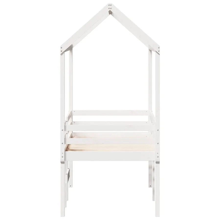 Lit haut sans matelas blanc 90x200 cm bois de pin massif - 7