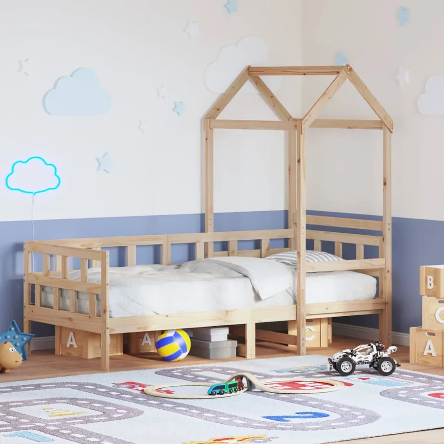 Lit de jour avec toit sans matelas 80x200 cm bois massif