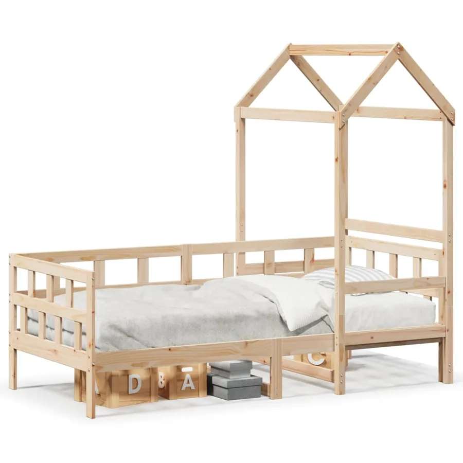 Lit de jour avec toit sans matelas 80x200 cm bois massif - 2