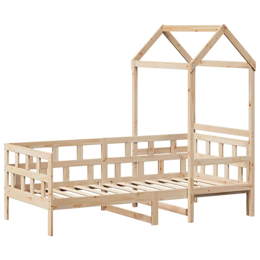 Lit de jour avec toit sans matelas 80x200 cm bois massif - 3