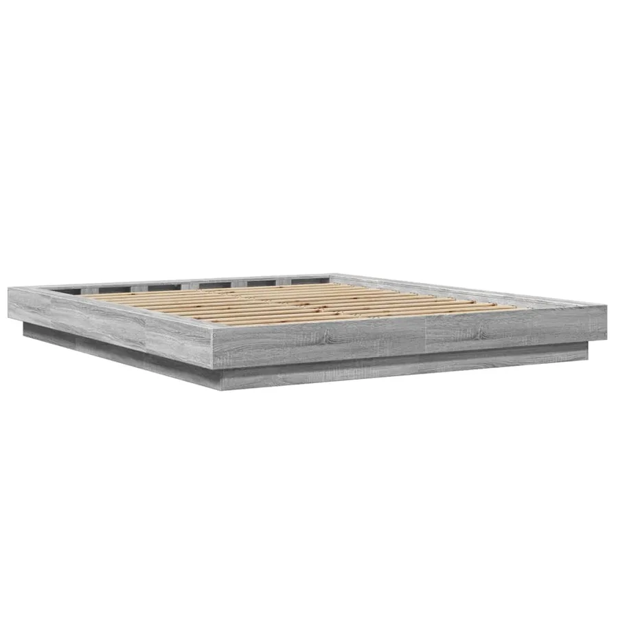 Cadre de lit et lumières LED sans matelas sonoma gris 150x200cm - 7