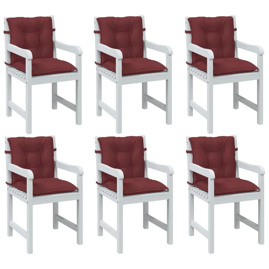 Coussins de chaise dossier bas lot de 6 rouge bordeaux mélangé