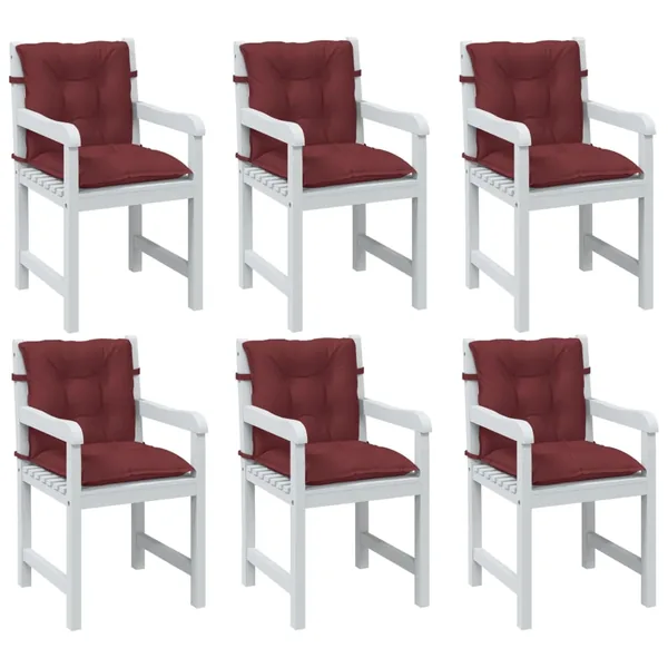 Coussins de chaise dossier bas lot de 6 rouge bordeaux mélangé
