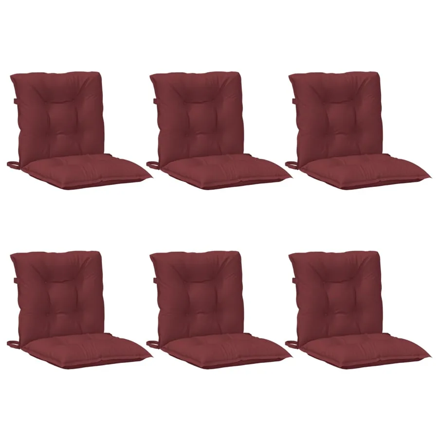 Coussins de chaise dossier bas lot de 6 rouge bordeaux mélangé - 4