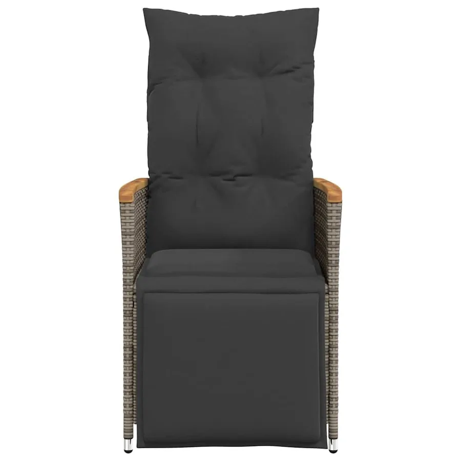 Chaises inclinables de jardin lot de 2 et coussins gris rotin - 4