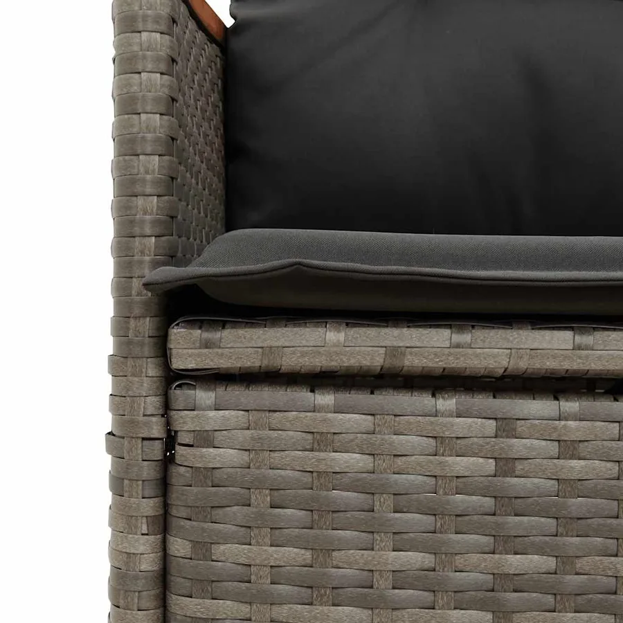 Chaises inclinables de jardin lot de 2 et coussins gris rotin - 8