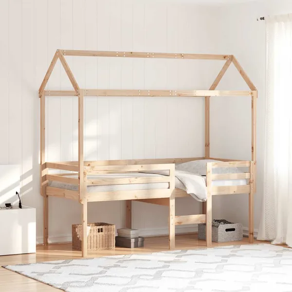 Lit haut sans matelas 90x190 cm bois de pin massif