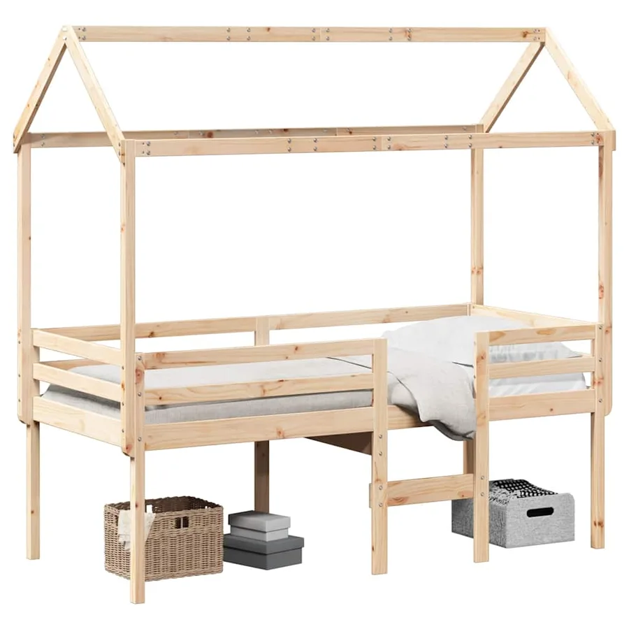 Lit haut sans matelas 90x190 cm bois de pin massif - 2