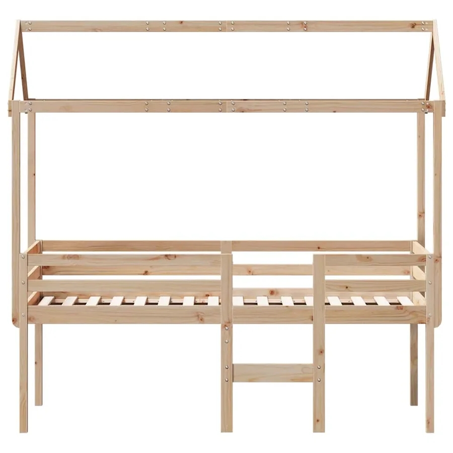 Lit haut sans matelas 90x190 cm bois de pin massif - 4