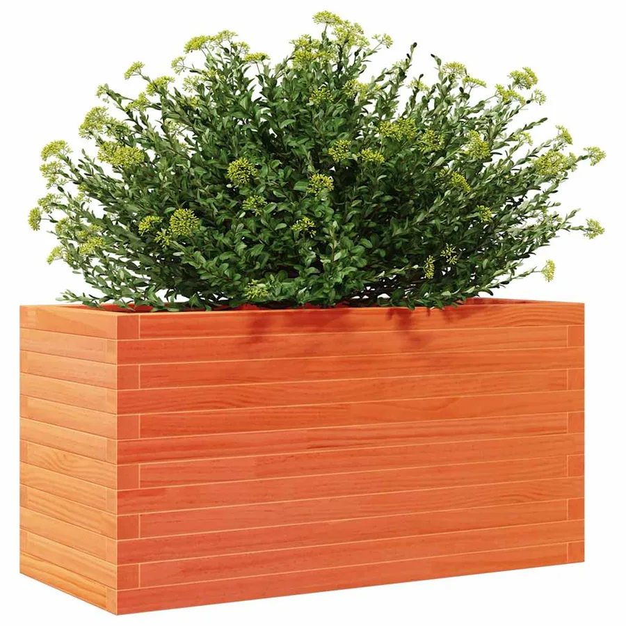 Jardinière cire marron 90x40x45,5 cm bois de pin massif - 4