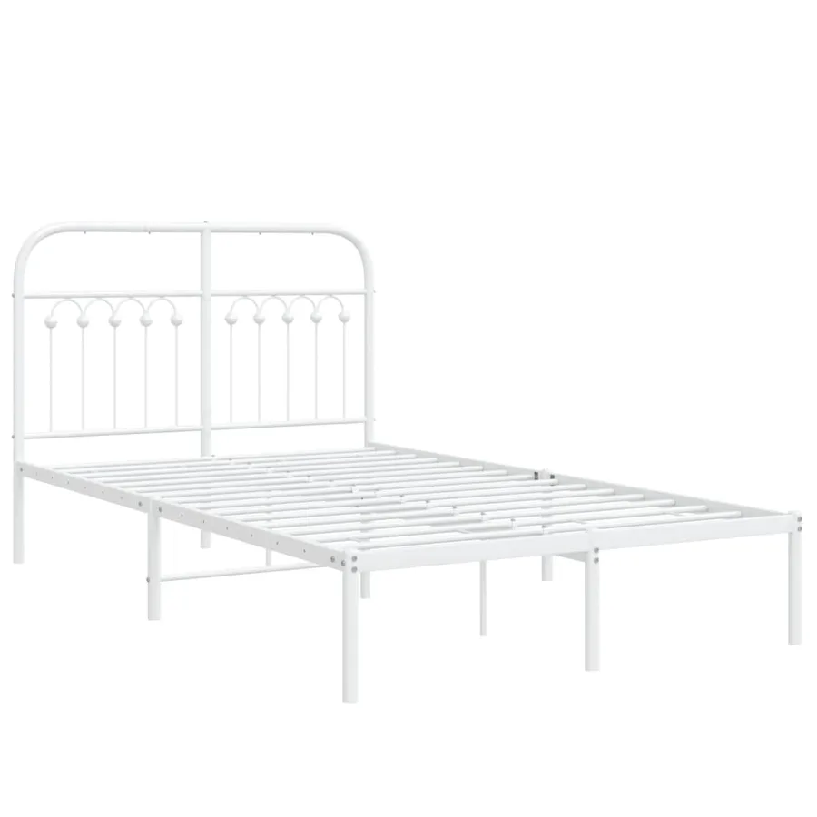 Cadre de lit métal sans matelas et tête de lit blanc 120x190 cm - 3
