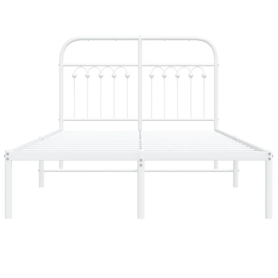 Cadre de lit métal sans matelas et tête de lit blanc 120x190 cm - 4