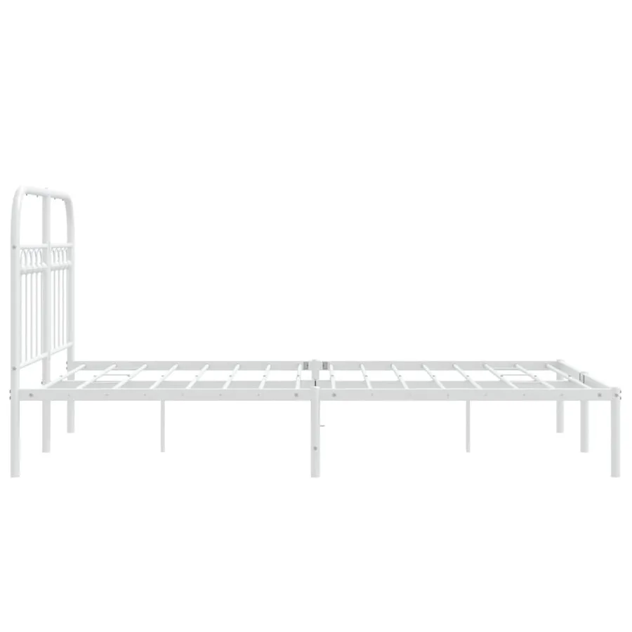 Cadre de lit métal sans matelas et tête de lit blanc 120x190 cm - 5