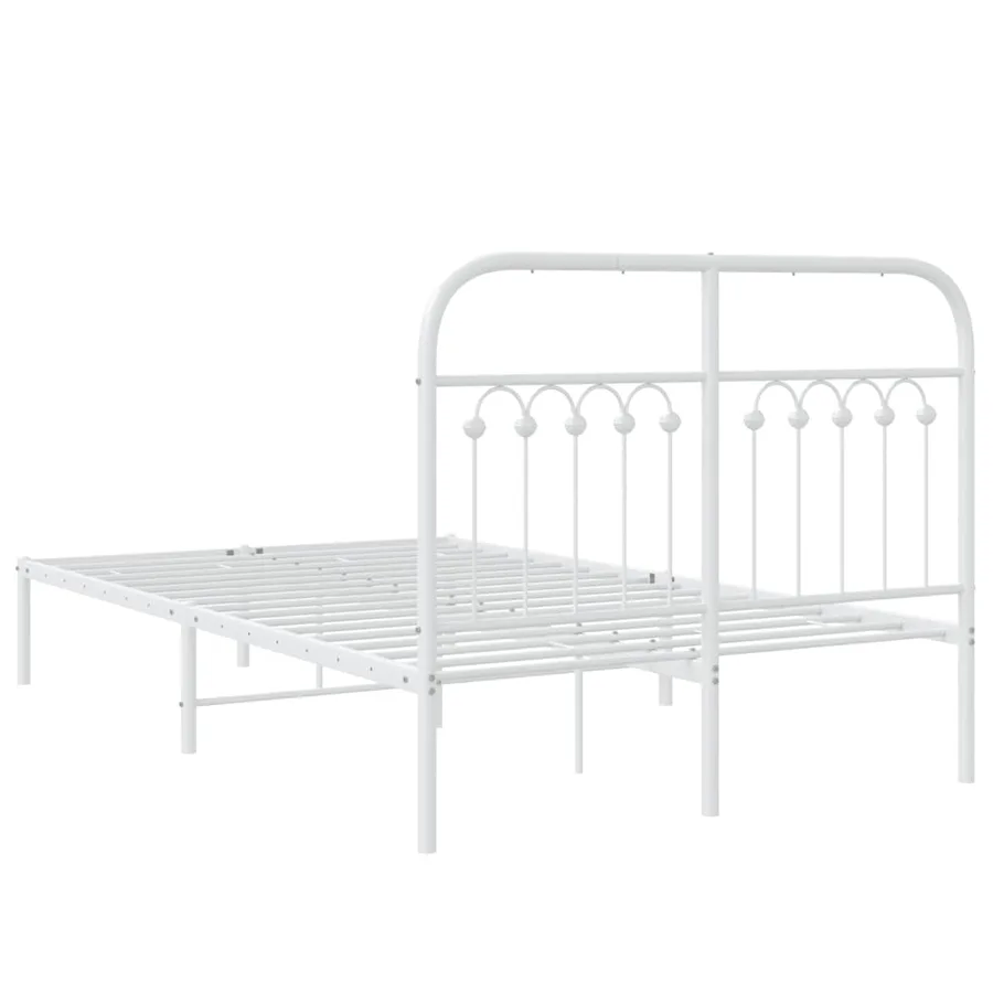 Cadre de lit métal sans matelas et tête de lit blanc 120x190 cm - 6