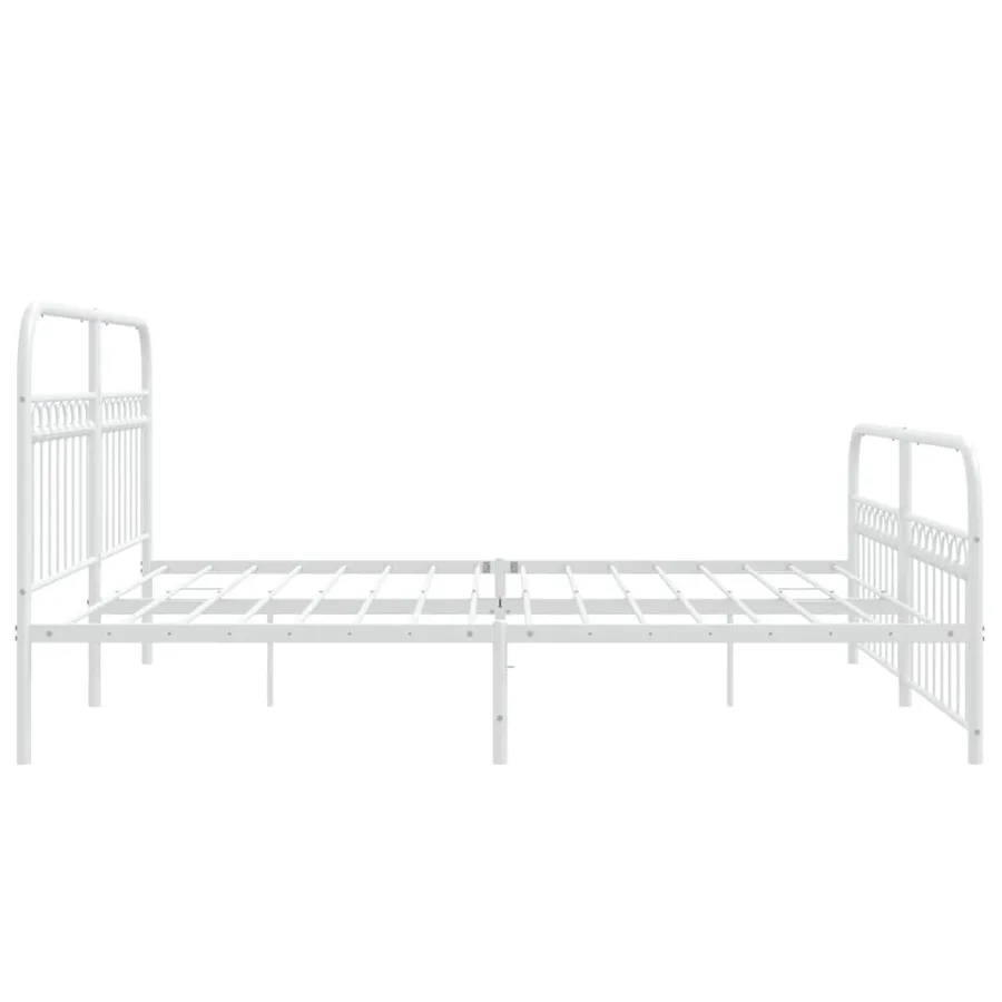 Cadre de lit métal sans matelas et pied de lit blanc 183x203 cm - 5