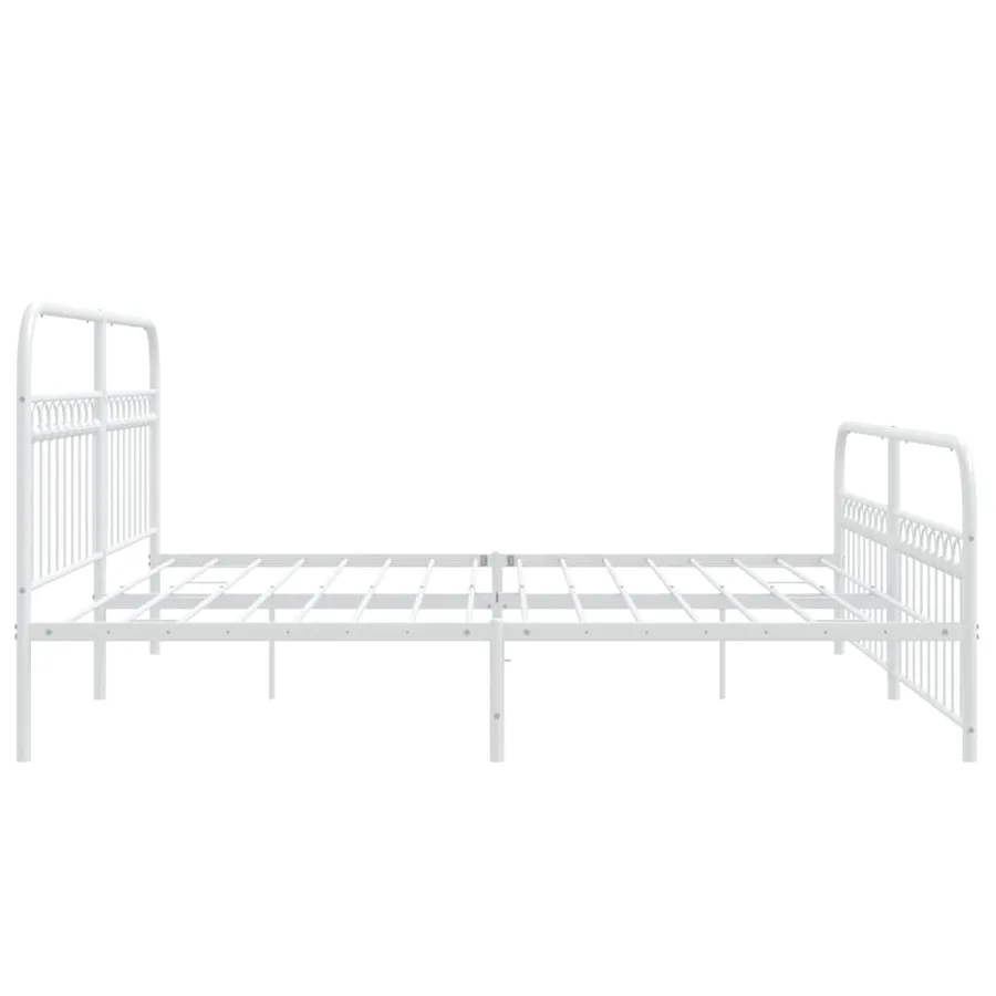 Cadre de lit métal sans matelas et pied de lit blanc 193x203 cm - 5