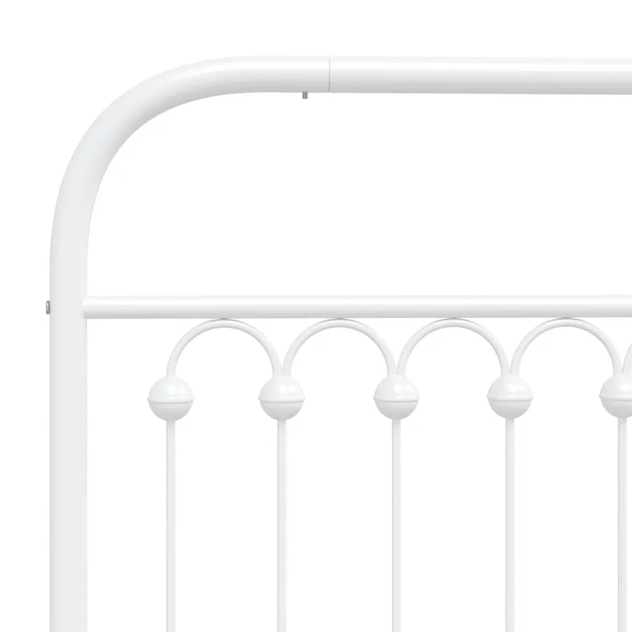 Cadre de lit métal sans matelas et pied de lit blanc 193x203 cm - 7