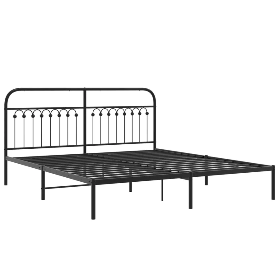 Cadre de lit métal sans matelas avec tête de lit noir 183x203cm - 3