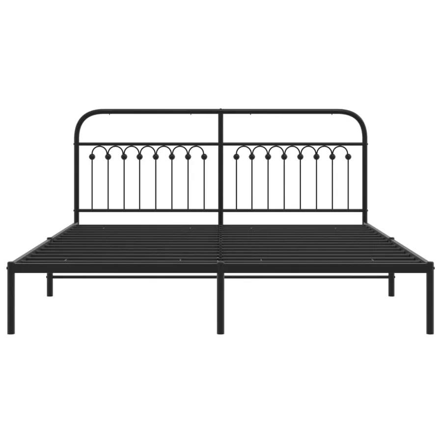 Cadre de lit métal sans matelas avec tête de lit noir 183x203cm - 4