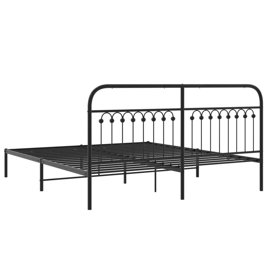 Cadre de lit métal sans matelas avec tête de lit noir 183x203cm - 6