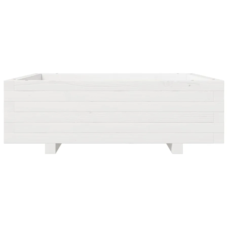 Jardinière blanc 80x80x26,5 cm bois de pin massif - 5