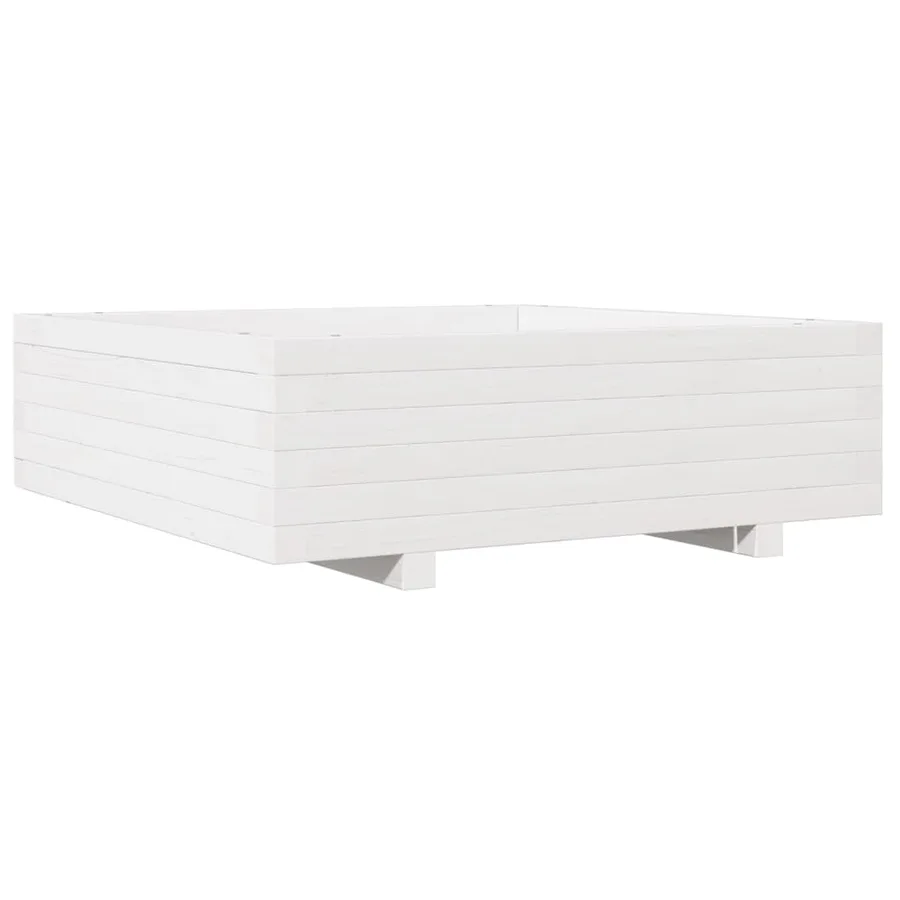 Jardinière blanc 80x80x26,5 cm bois de pin massif - 7