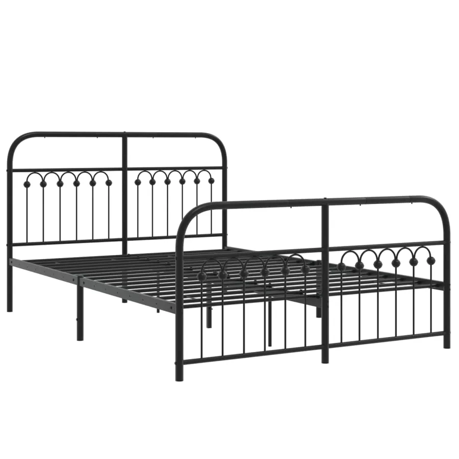 Cadre de lit métal sans matelas avec pied de lit noir 140x200cm - 3