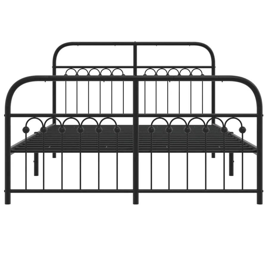 Cadre de lit métal sans matelas avec pied de lit noir 140x200cm - 4
