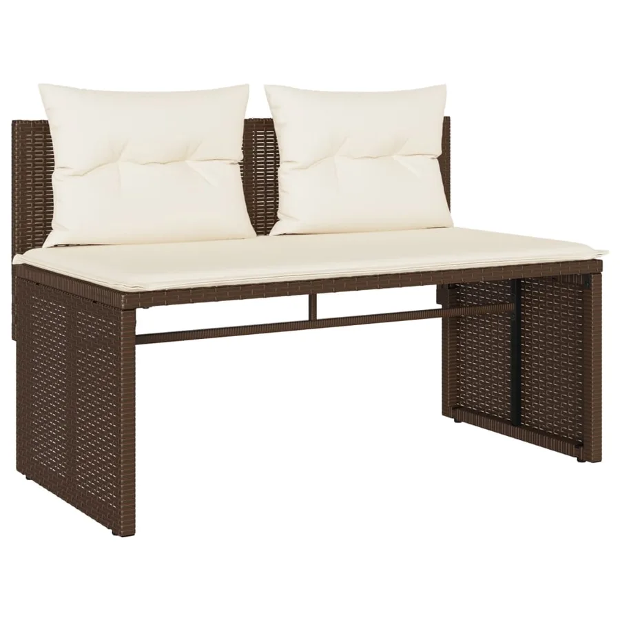 Salon de jardin 4 pcs avec coussins marron résine tressée - 4
