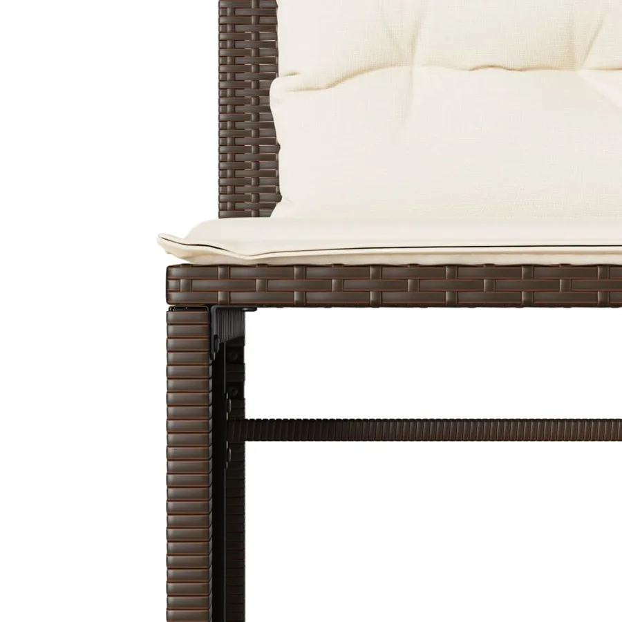Salon de jardin 4 pcs avec coussins marron résine tressée - 8