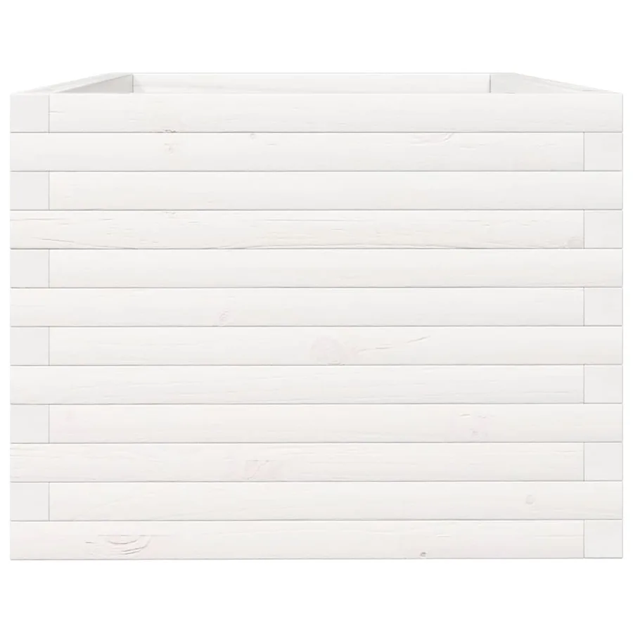 Jardinière blanc 90x60x45,5 cm bois de pin massif - 6