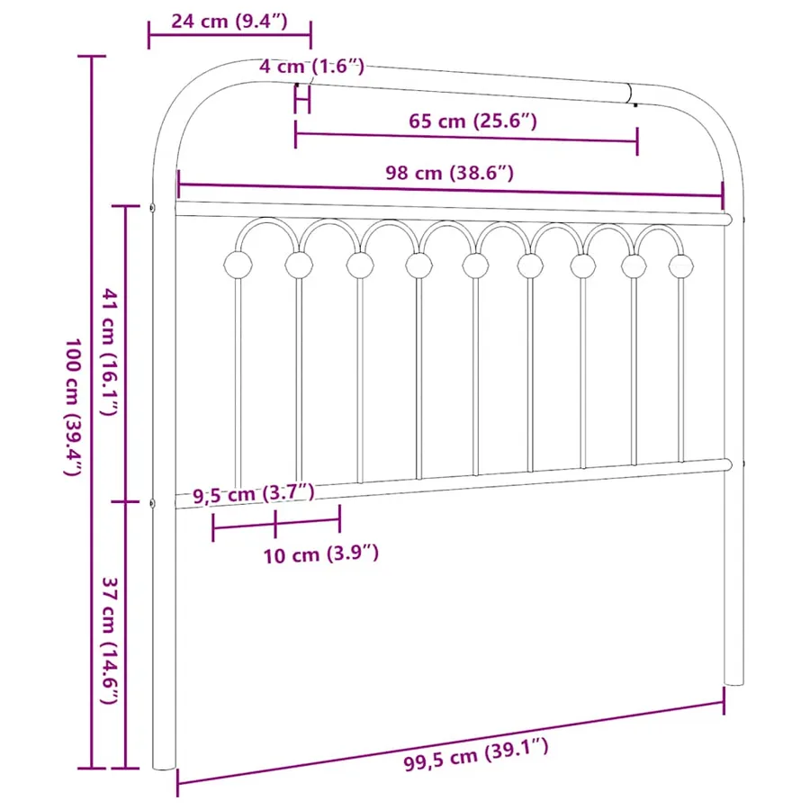 Tête de lit de remplacement métal blanc 100 cm - 6