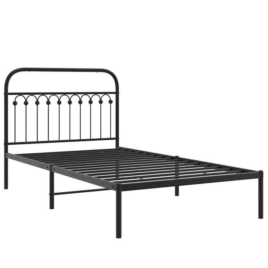 Cadre de lit métal sans matelas avec tête de lit noir 107x203cm - 3