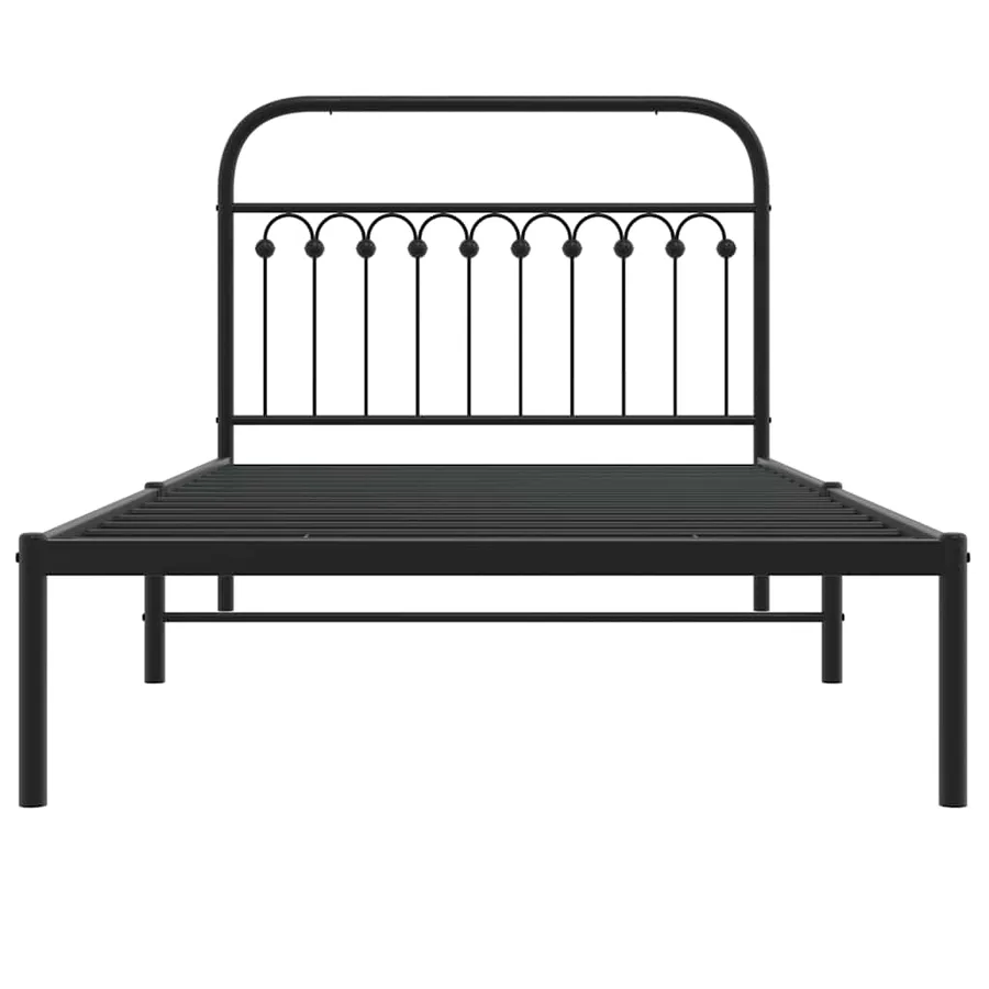 Cadre de lit métal sans matelas avec tête de lit noir 107x203cm - 4