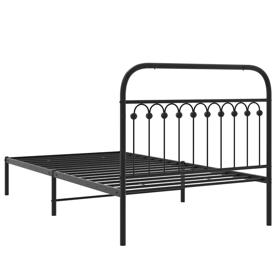 Cadre de lit métal sans matelas avec tête de lit noir 107x203cm - 6