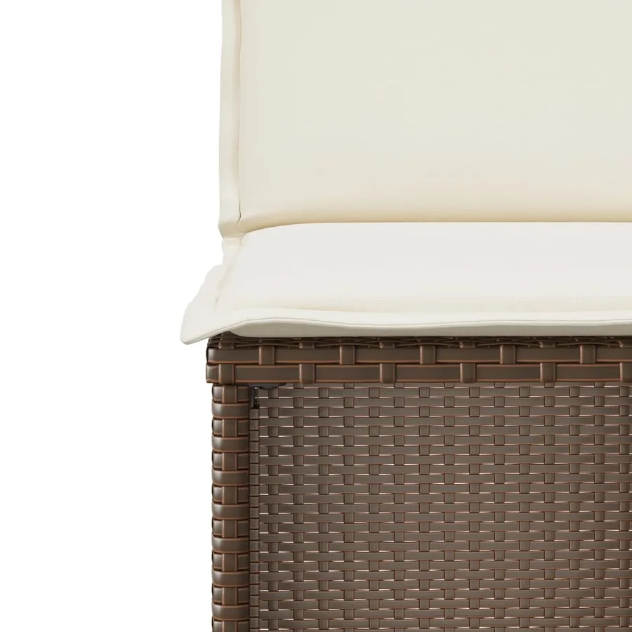 Ensemble de bistro 3 pcs avec coussins marron résine tressée - 10