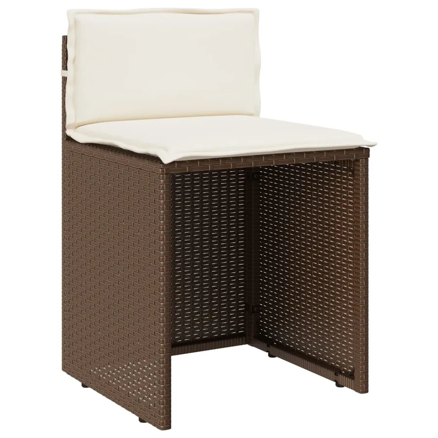 Ensemble de bistro 3 pcs avec coussins marron résine tressée - 5