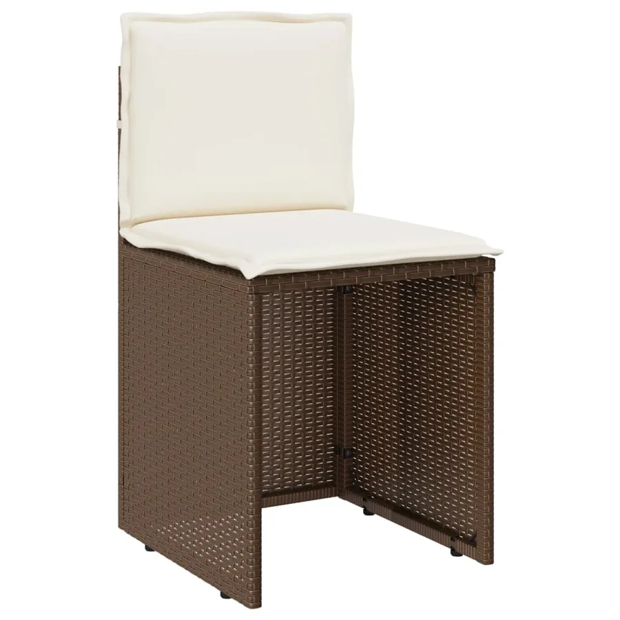 Ensemble de bistro 3 pcs avec coussins marron résine tressée - 6