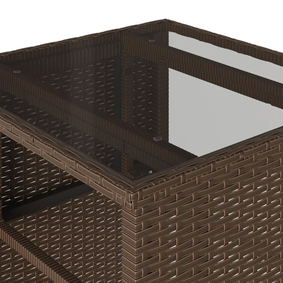 Ensemble de bistro 3 pcs avec coussins marron résine tressée - 9