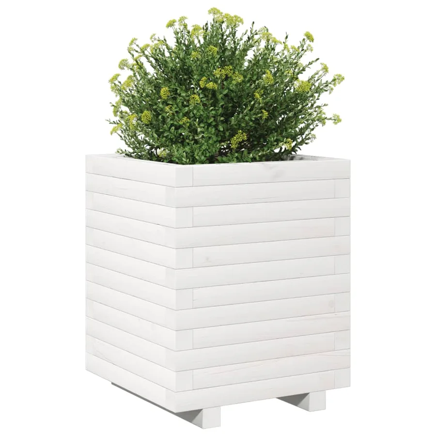 Jardinière blanc 40x40x49,5 cm bois de pin massif - 4