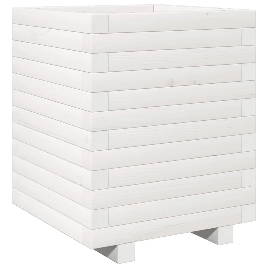 Jardinière blanc 40x40x49,5 cm bois de pin massif - 7