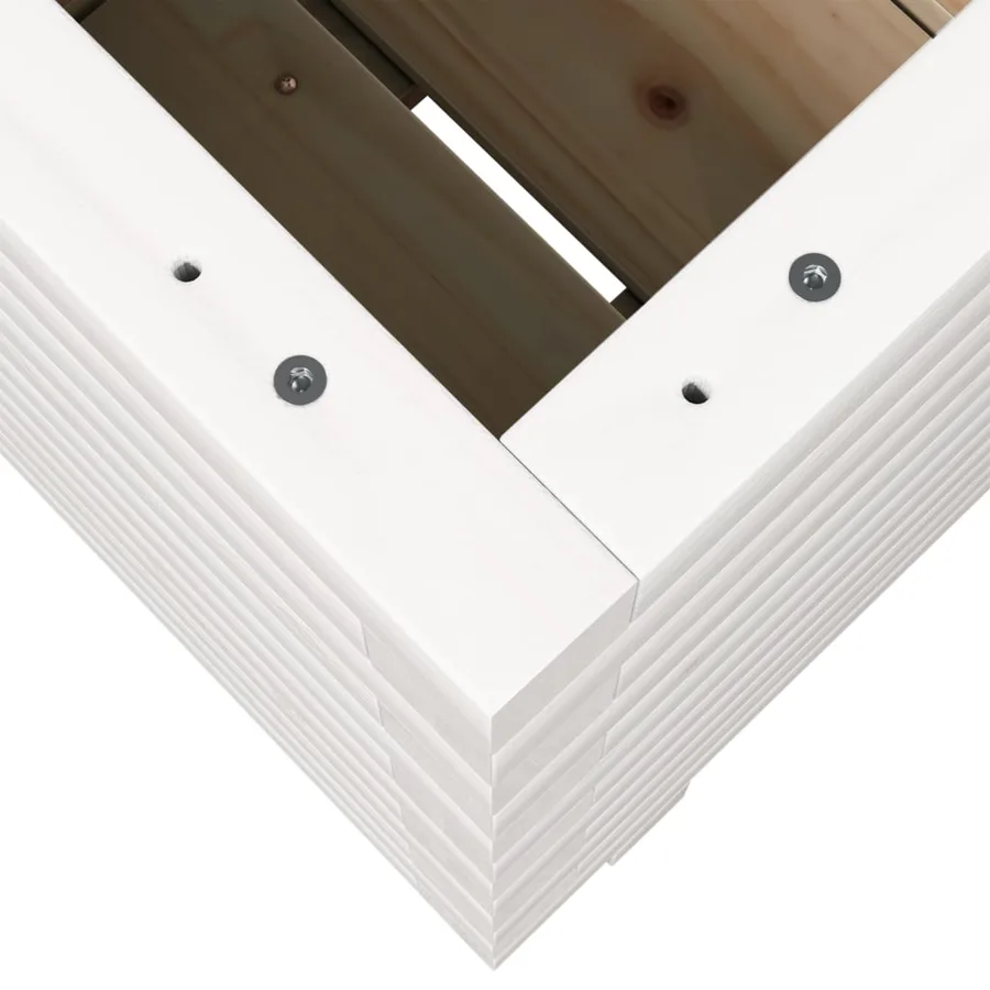 Jardinière blanc 40x40x49,5 cm bois de pin massif - 8