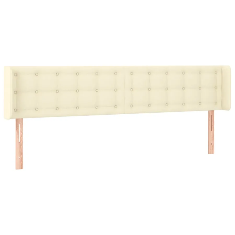 Tête de lit avec oreilles Crème 183x16x78/88 cm Similicuir - 2