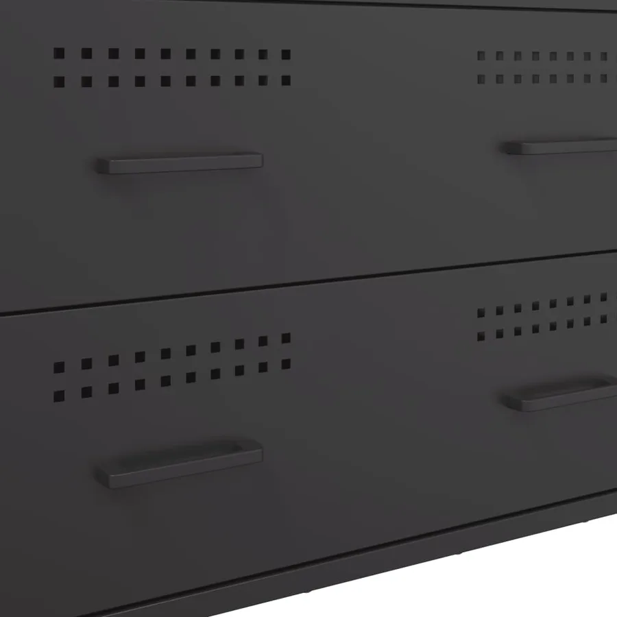 Buffet noir 68x39x89 cm acier - 11