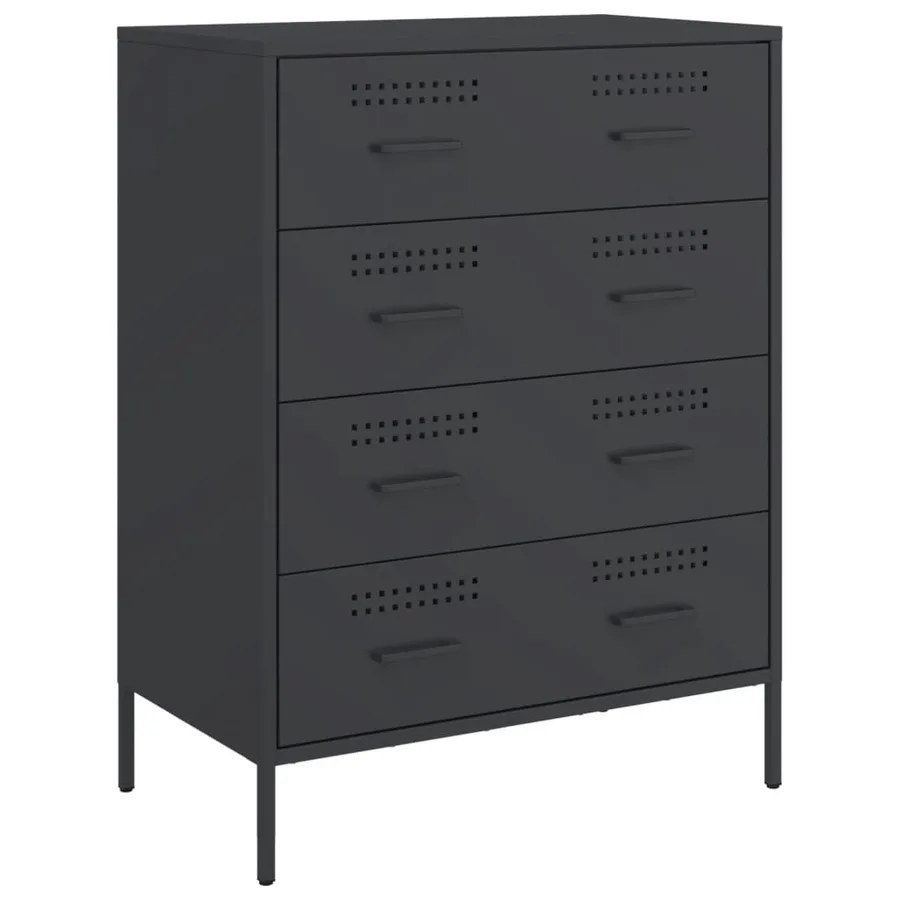Buffet noir 68x39x89 cm acier - 2