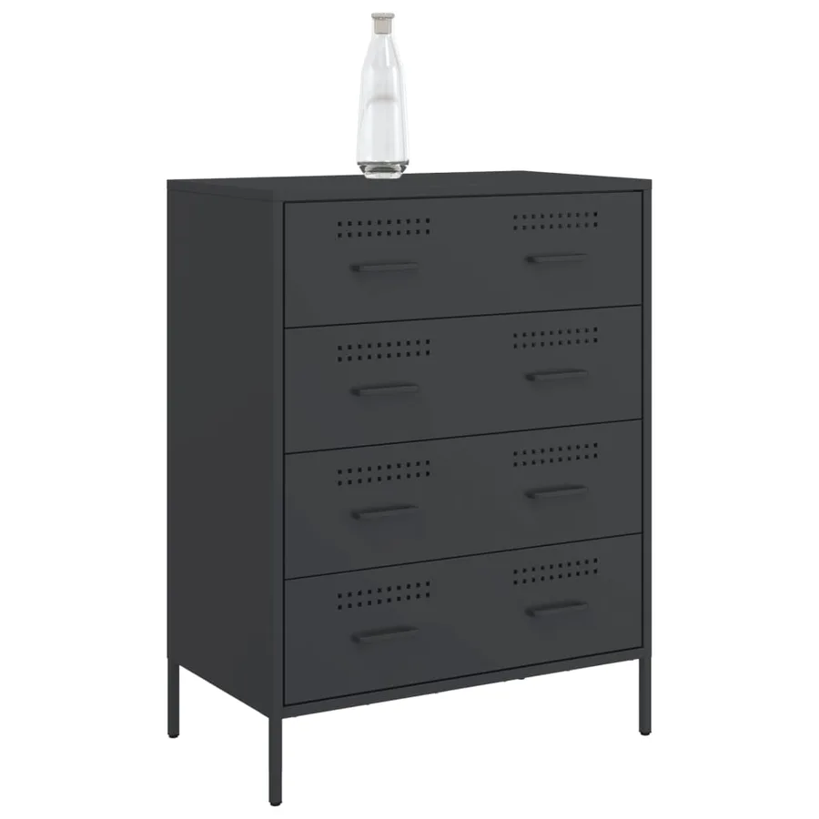 Buffet noir 68x39x89 cm acier - 4