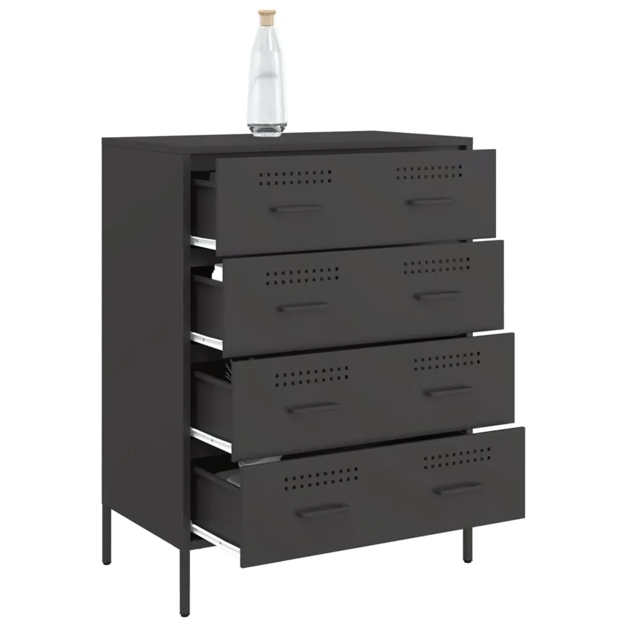 Buffet noir 68x39x89 cm acier - 5