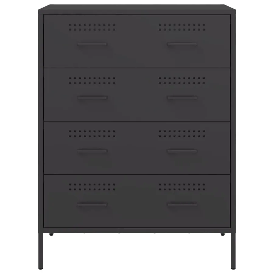 Buffet noir 68x39x89 cm acier - 6