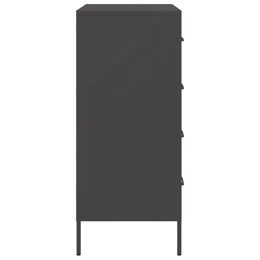 Buffet noir 68x39x89 cm acier - 7